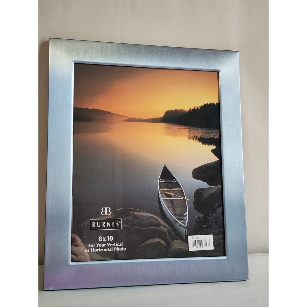 Set of 2 Burnes of Boston 8x10 Silver Metal Picture Frames Brushed Finish NEW